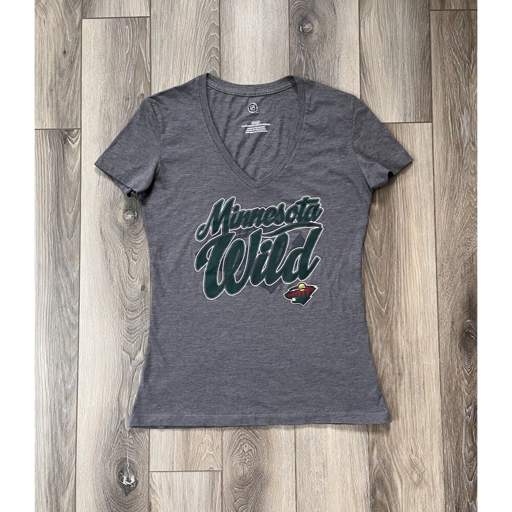Minnesota Wild NHL Hockey Triblend V-Neck T-Shirt Women’s Sz Small Gray